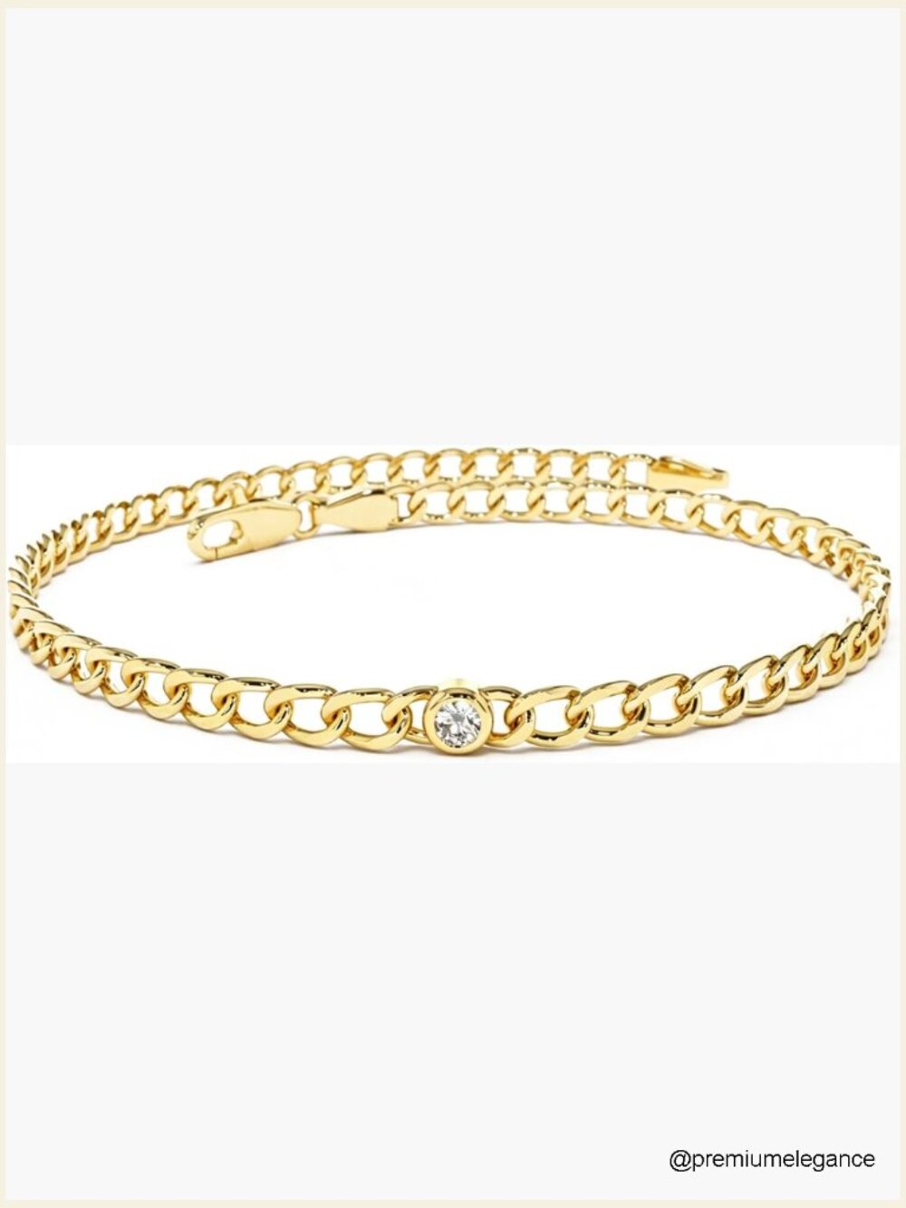 Delicate Cable Link Bracelet with CZ - 3mm Chain Lobster Claw